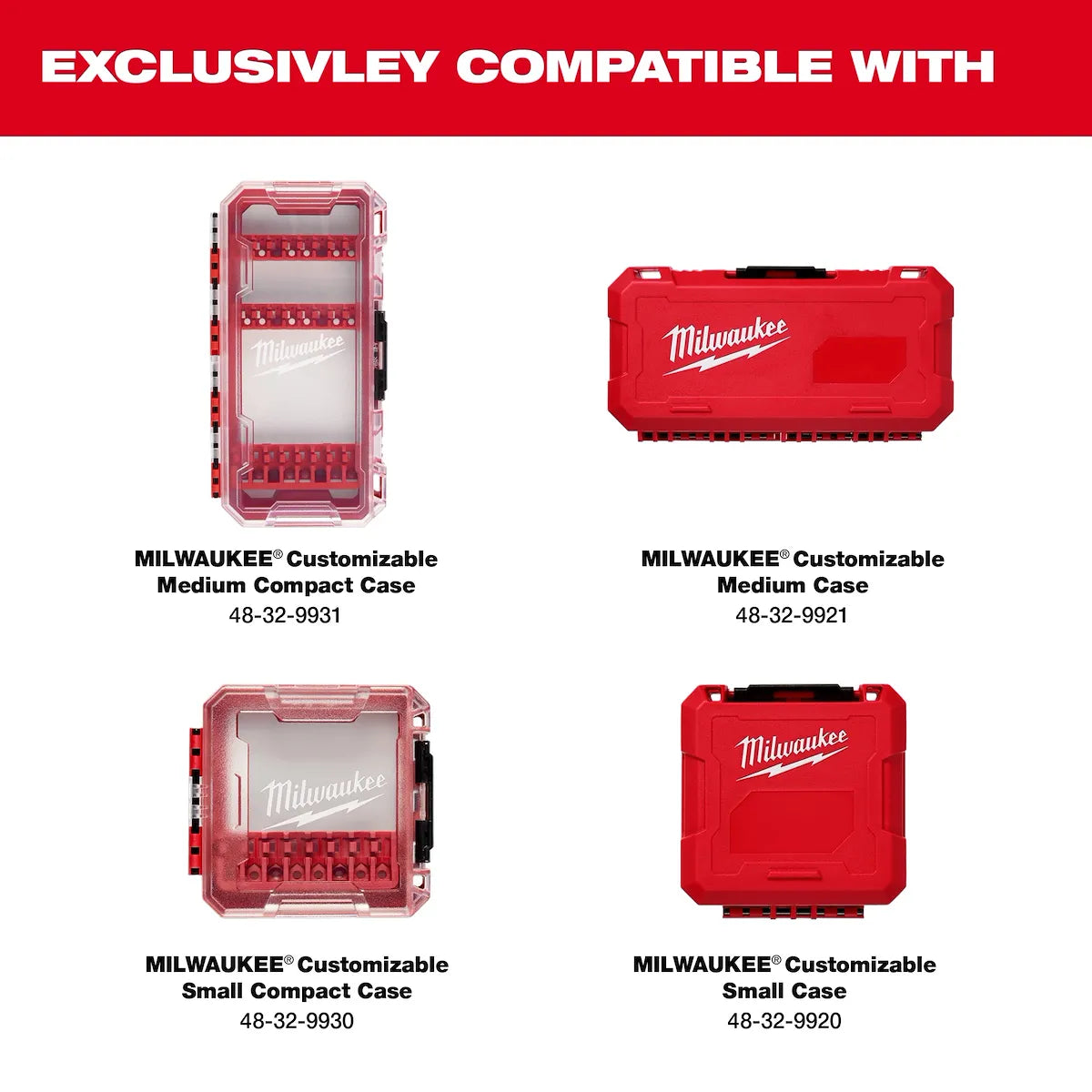 Milwaukee Small & Medium Case Rows for Insert Bit Accessories (5 PK) 48-32-9932 | 5-Piece, Polypropylene