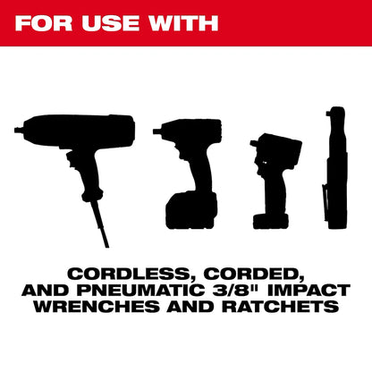 Milwaukee 12PC SHOCKWAVE Impact Duty 3/8" Drive SAE Deep 6 Point Socket Set 49-66-6120