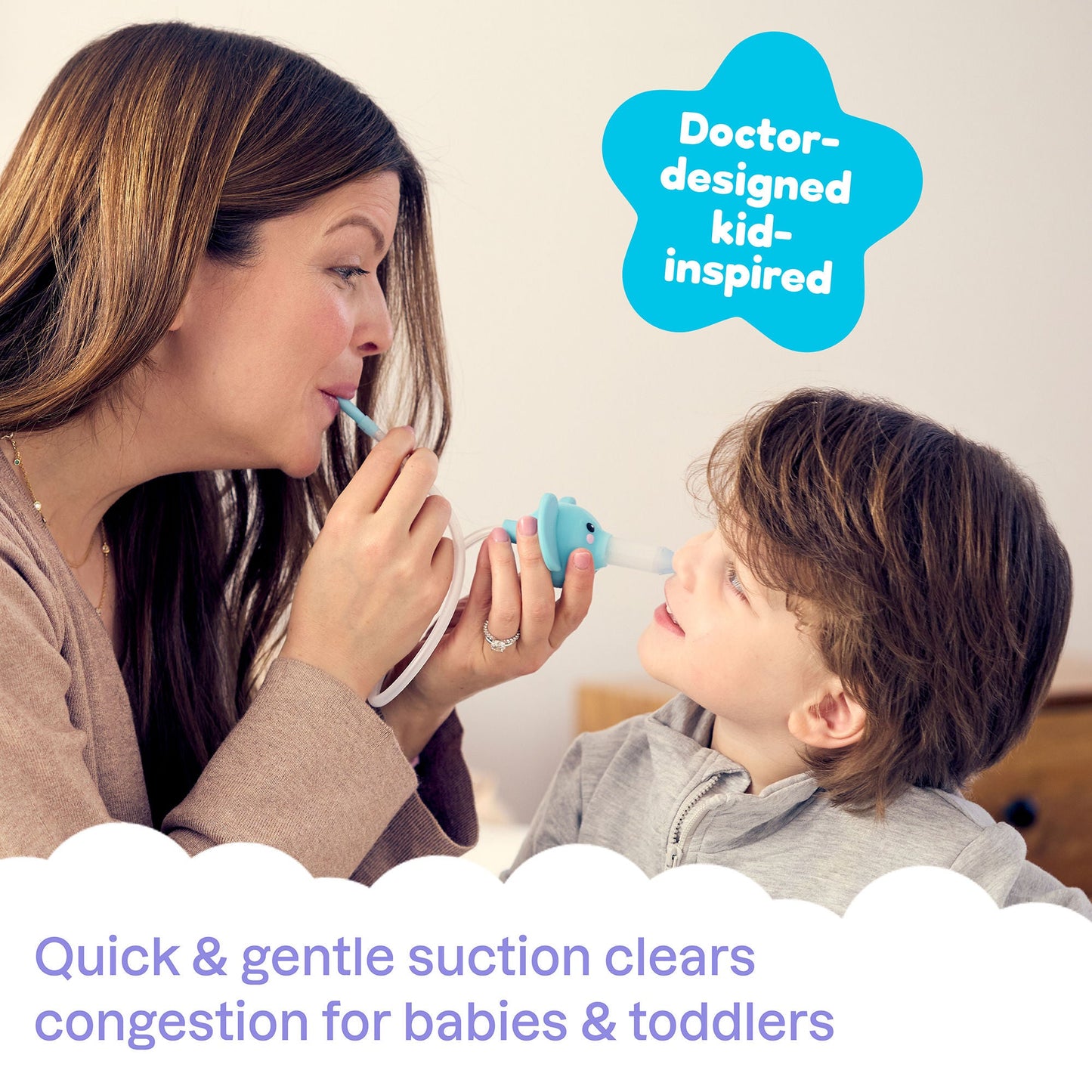 Playhouse MD Nasal Aspirator for Babies and Toddlers, Blue, Elephant Character