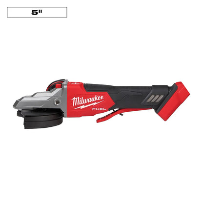 Milwaukee M18 FUEL 5" Flathead Braking Grinder, Paddle Switch No-Lock 2886-20 | M18 Battery, Metal