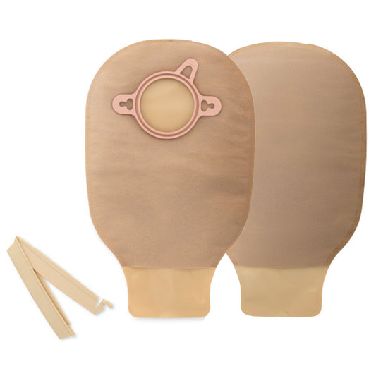 New Image™ 18202 Beige Colostomy Pouch, Pre-cut to Fit Stomas, Green Match