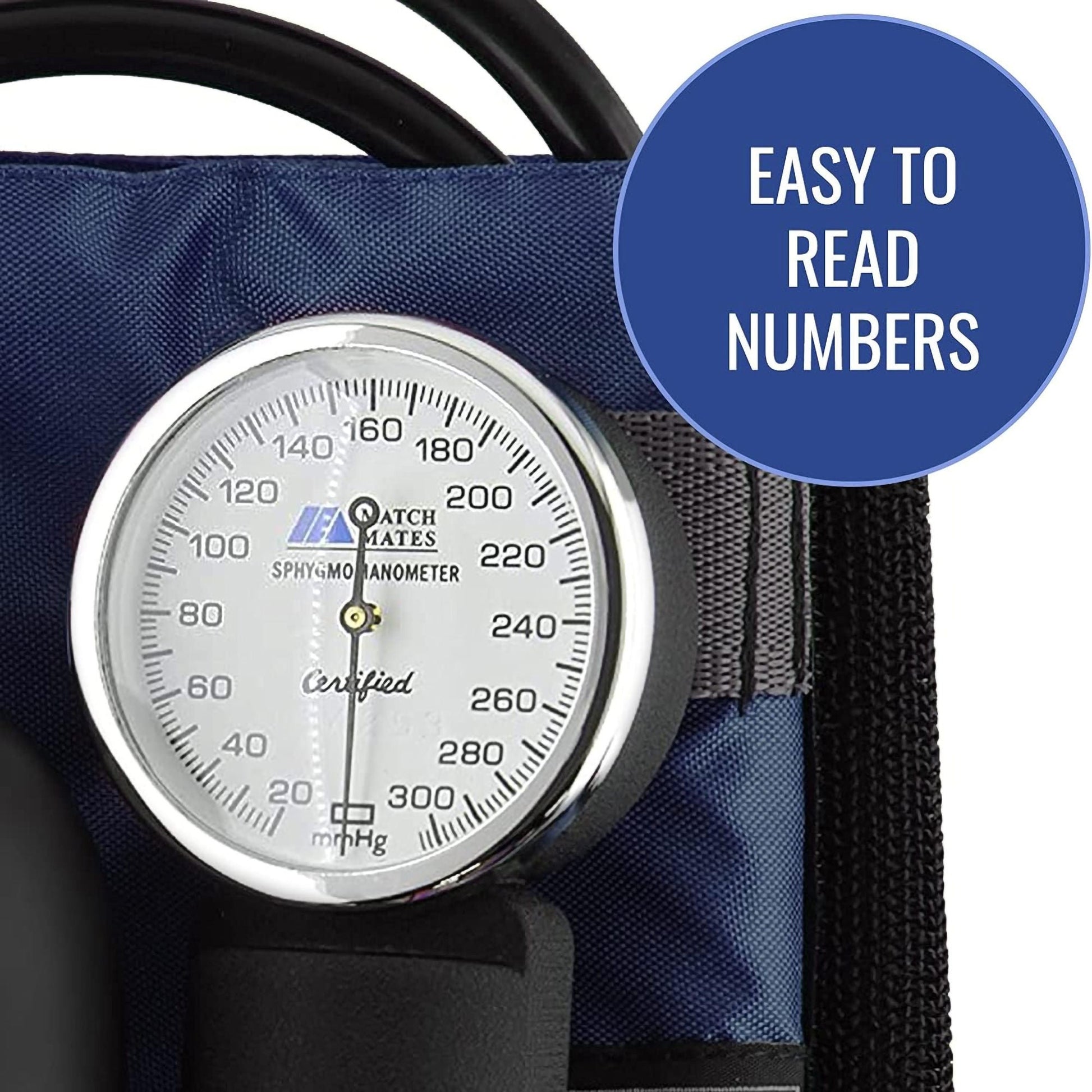 Mabis® Match Mates Manual Aneroid Sphygmomanometer with Cuff, Dark Blue