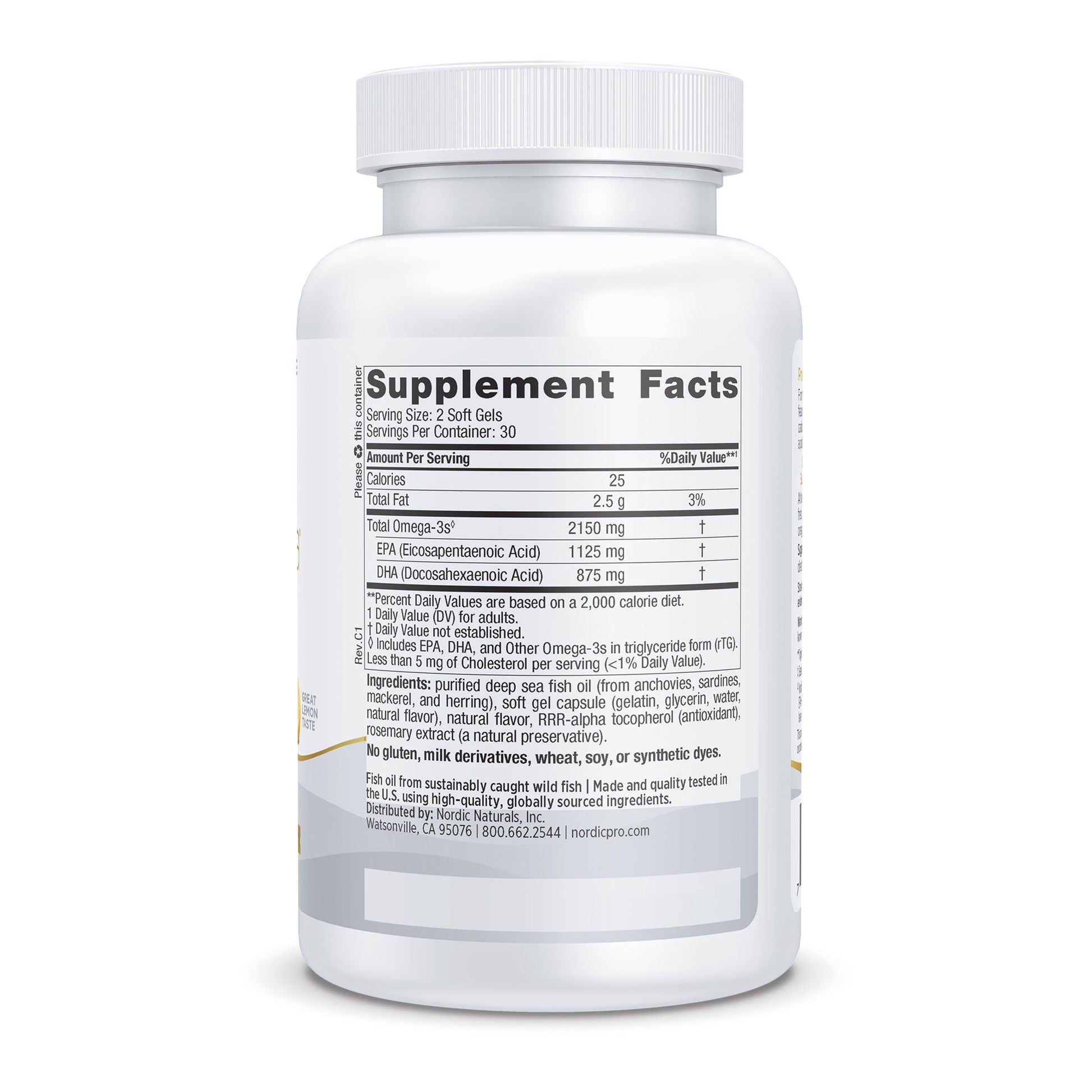 Nordic Naturals ProOmega® 2000 EPA/DHA Dietary Supplement, Lemon Flavor