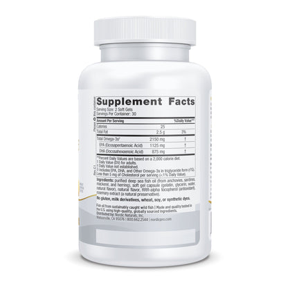 Nordic Naturals ProOmega® 2000 EPA/DHA Dietary Supplement, Lemon Flavor