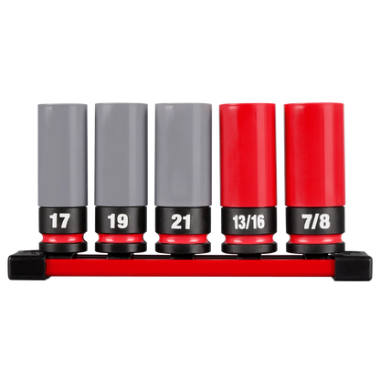 Milwaukee SHOCKWAVE Impact Duty 1/2 Drive SAE & Metric 5PC Lug Nut Wheel Socket Set 49-66-7811