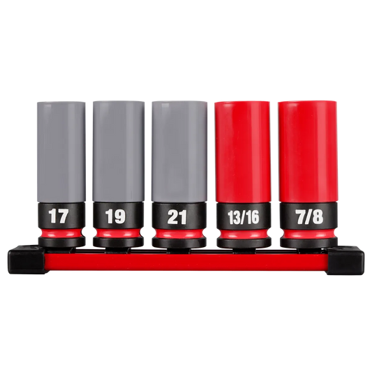 Milwaukee SHOCKWAVE Impact Duty 1/2 Drive SAE & Metric 5PC Lug Nut Wheel Socket Set 49-66-7811