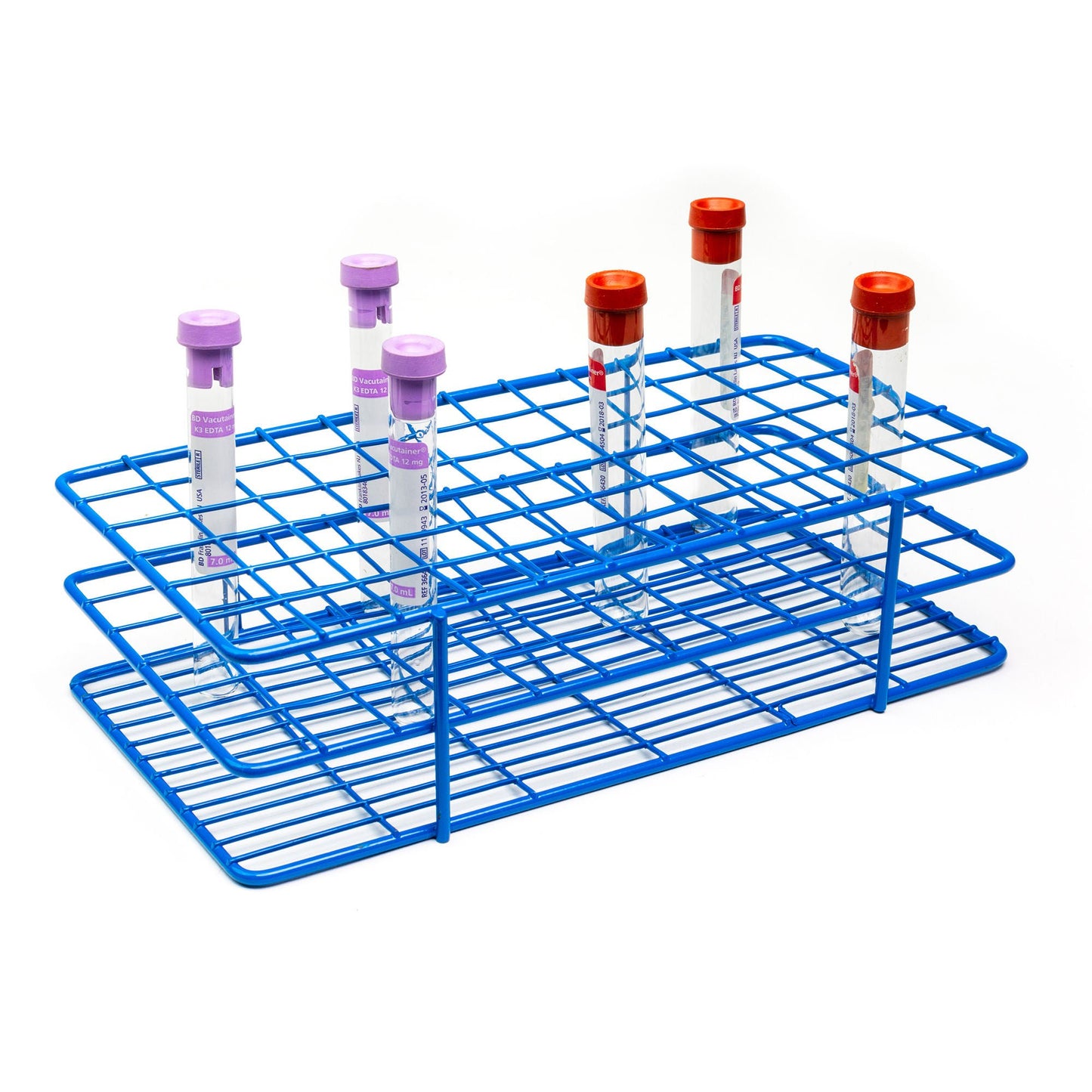 Wire Rack Test Tube Rack 72 Place 13 to 16 mm Tube Size Blue 2-1/2 X 5 X 9-1/3 Inch