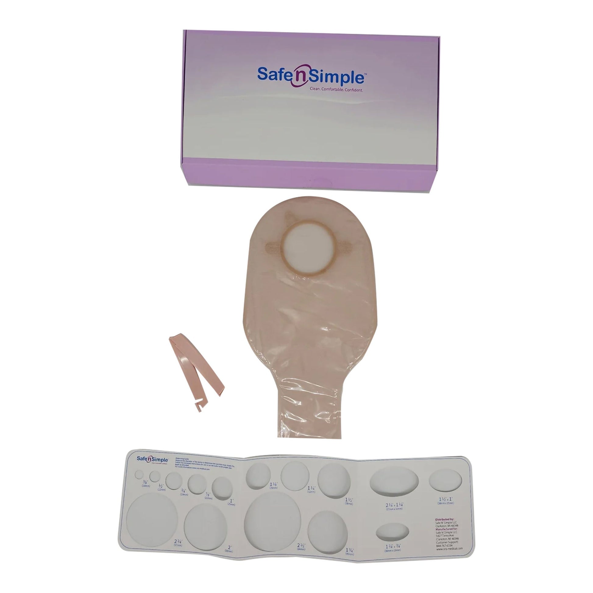 Safe n Simple Ostomy Pouch Two-Piece System 12 Inch Length Without Barrier Drainable