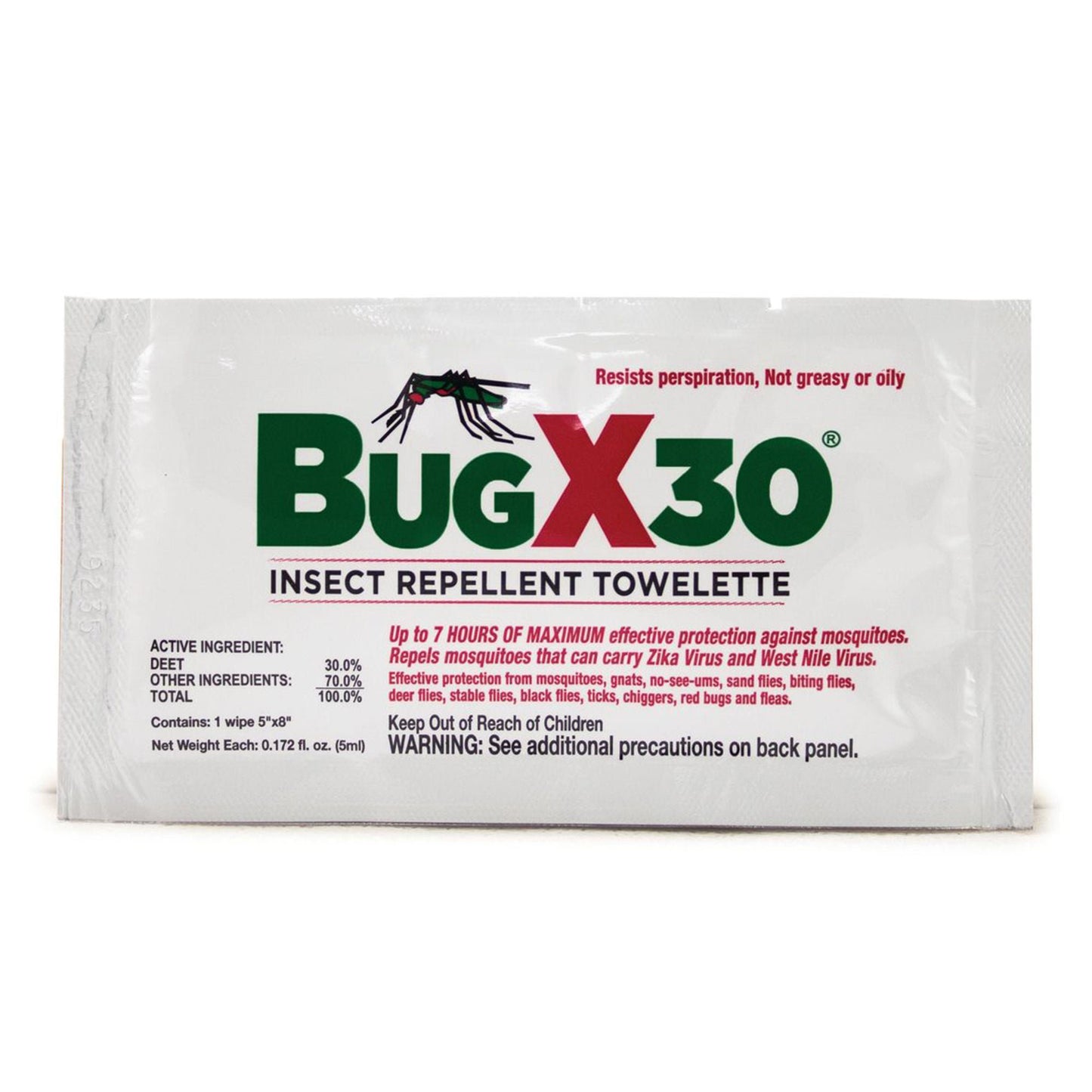 BugX® 30 Insect Repellent Towelettes with DEET
