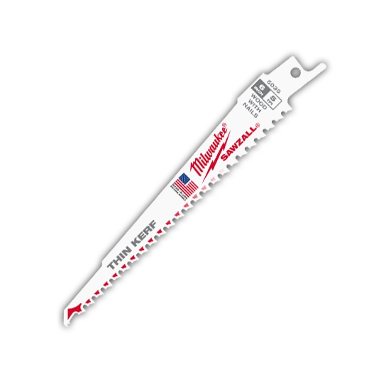 Milwaukee 6" 5 TPI SAWZALL Blade for Wood with Nails Bulk 100 48-01-7035 | 6 in Blade Length