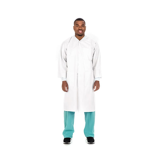 Lab Coat White X-Large Knee Length 3-Layer SMS Disposable