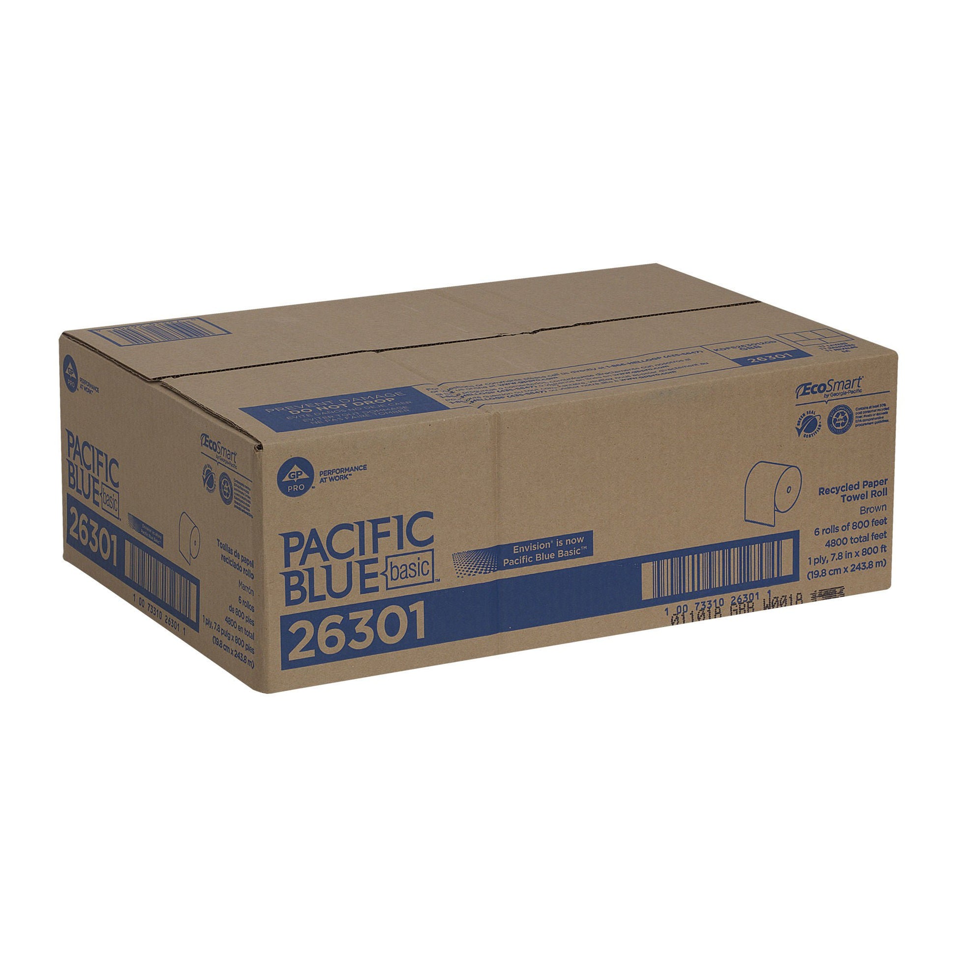 Pacific Blue Basic™ Brown Paper Towel, 7-7/ , 6 Rolls