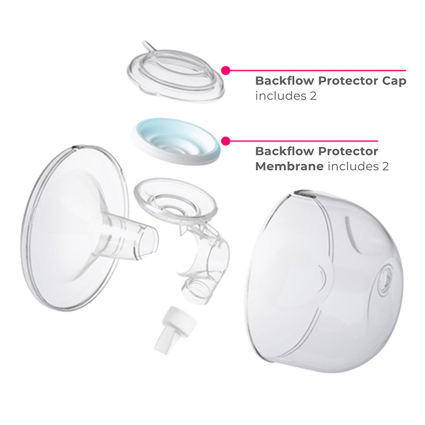 Spectra® CaraCups Backflow Prevention Caps/Membranes for Wearable Collection Kit