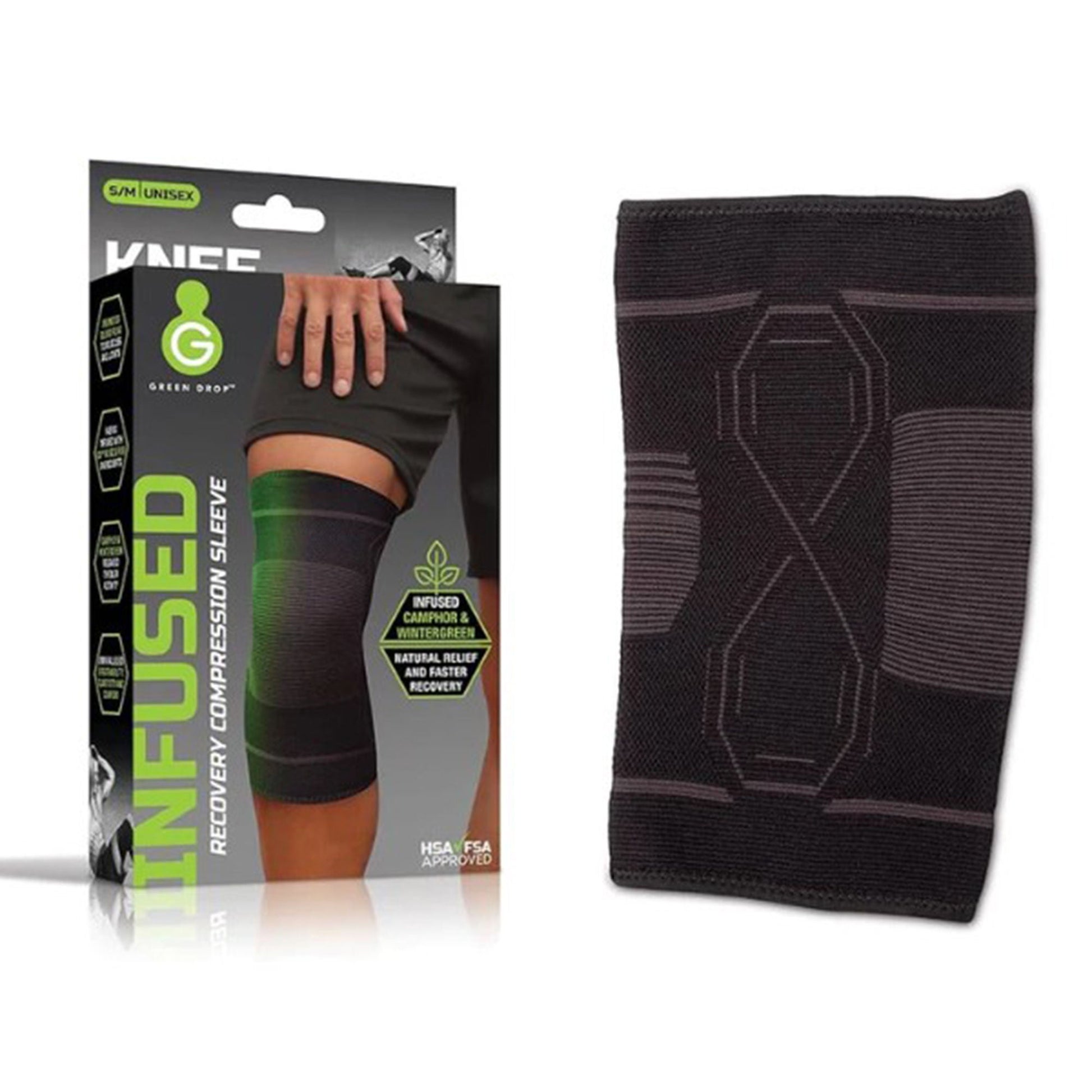 Green Drop Knee Sleeve Pull On 13 to 16 Inch Thigh Circumference Knee