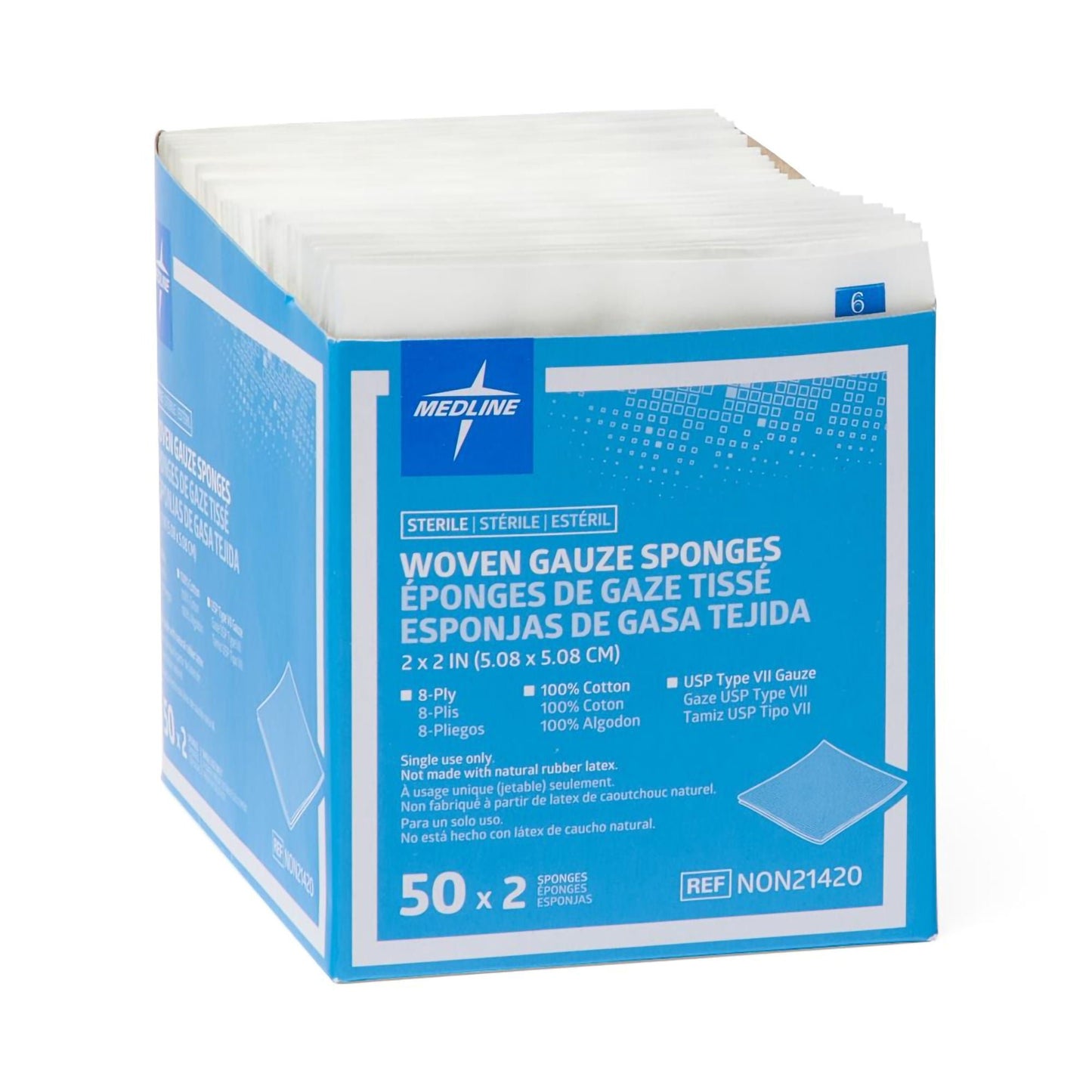 Medline Sterile USP Type VII Gauze Sponge, 8-Ply