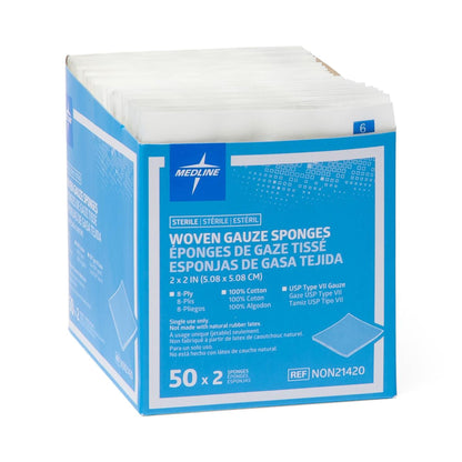 Medline Sterile USP Type VII Gauze Sponge, 8-Ply