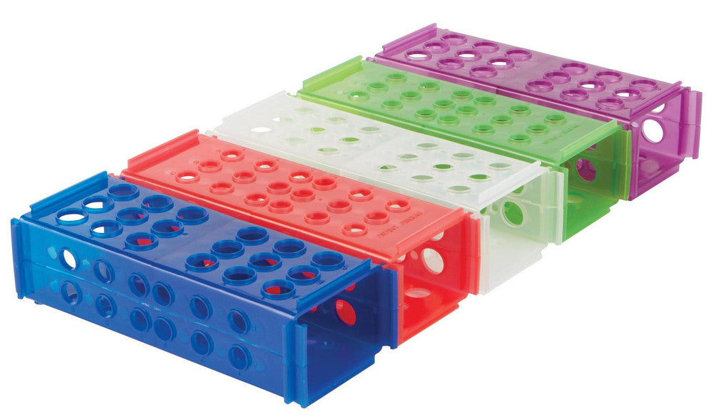 120683 - Heathrow Scientific 4-Way Clinical Tube Racks | Interlocking Polypropylene
