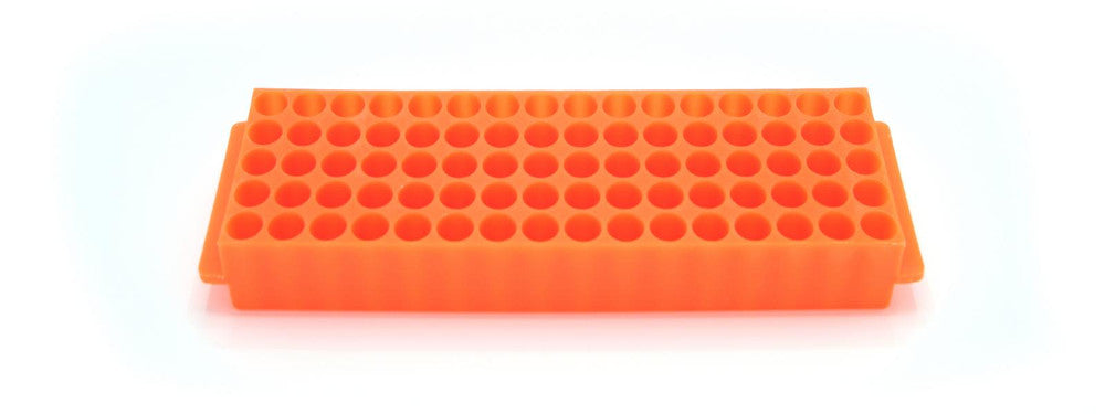 Heathrow Scientific 80-Well Microtube Rack, 1.5/2.0 mL, Pack of 5 — Orange, HS29025F