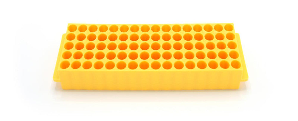 Heathrow Scientific 80-Well Microtube Rack, 1.5/2.0 mL, Pack of 5 — Yellow, HS29025E