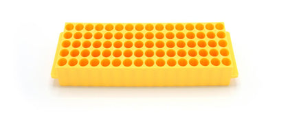 Heathrow Scientific 80-Well Microtube Rack, 1.5/2.0 mL, Pack of 5 — Yellow, HS29025E