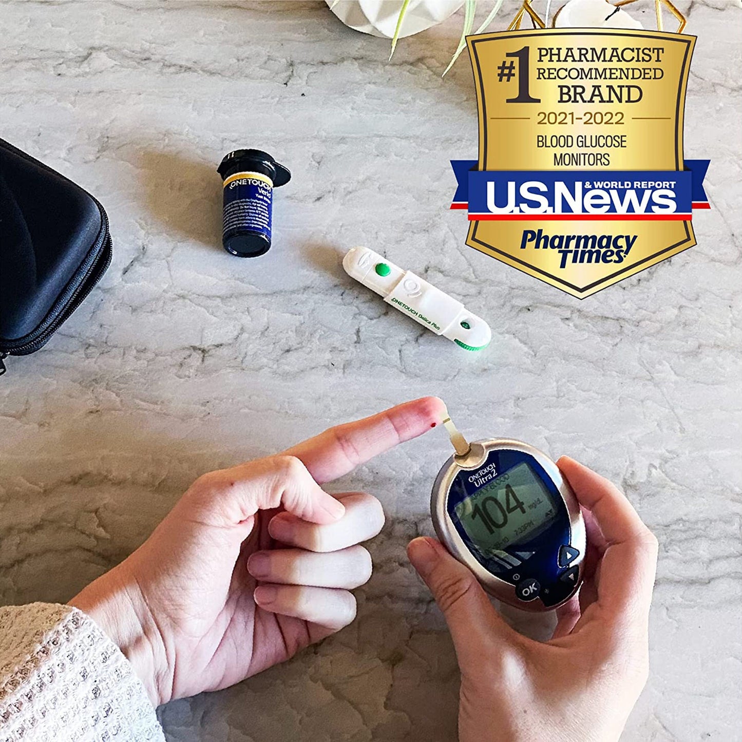 OneTouch Ultra 2 Blood Glucose Meter 5 Second Results Stores up to 500 Results No Coding Required