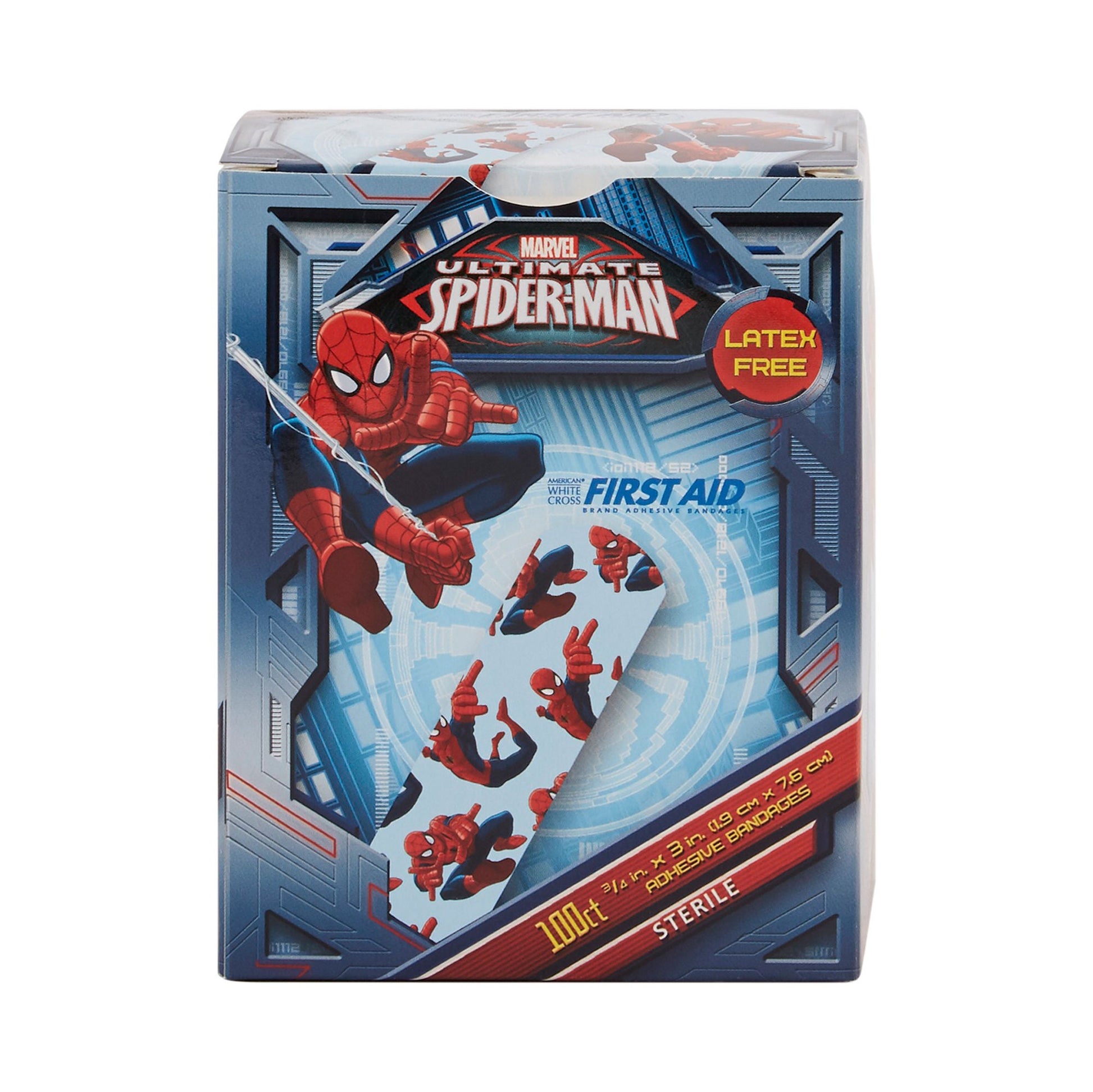 American White Cross Stat Strip Adhesive Strip, Spider-Man Design