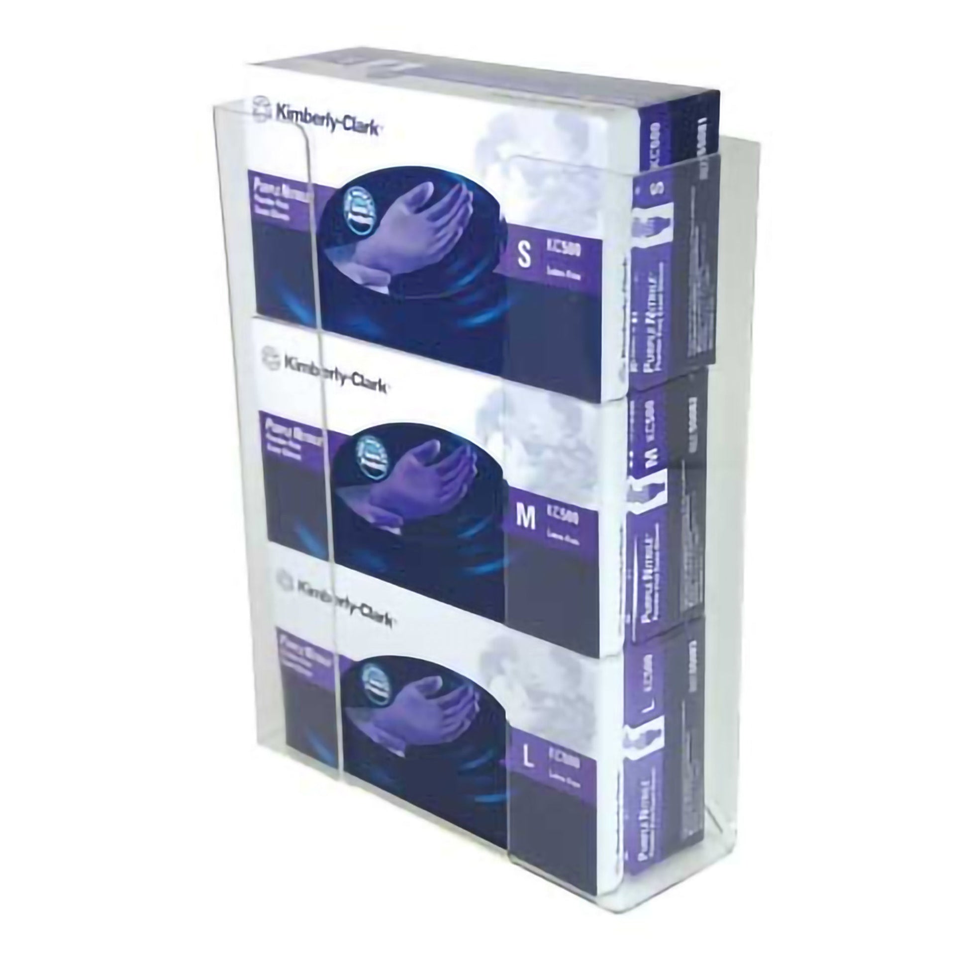 Glove Box Holder Wall Mount 3-Box Clear 3--1/2 Inch Acrylic