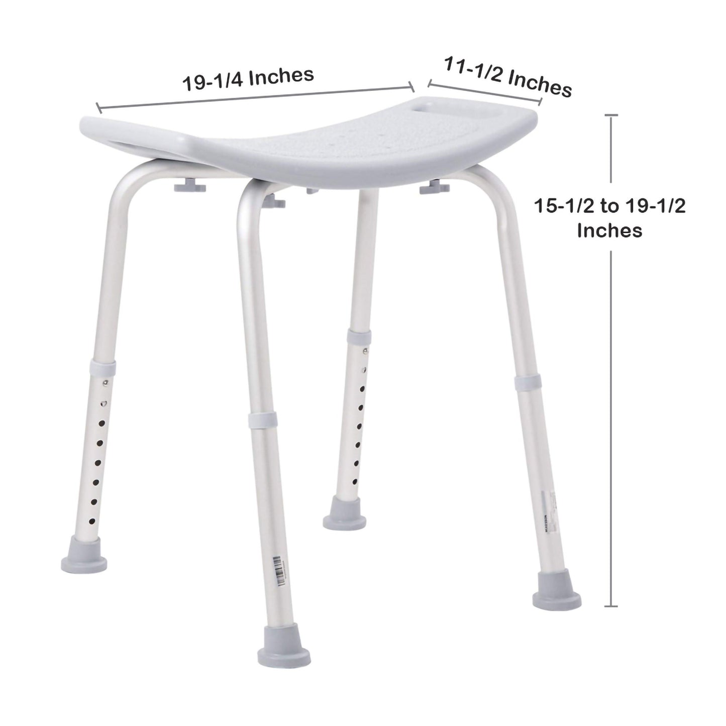 McKesson Aluminum Bath Bench Without Backrest, 15.5 – 19.5 Inch, Gray