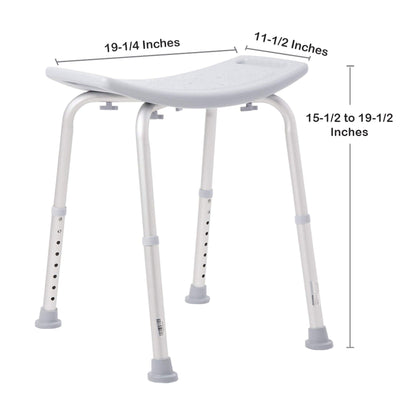 McKesson Aluminum Bath Bench Without Backrest, 15.5 – 19.5 Inch, Gray