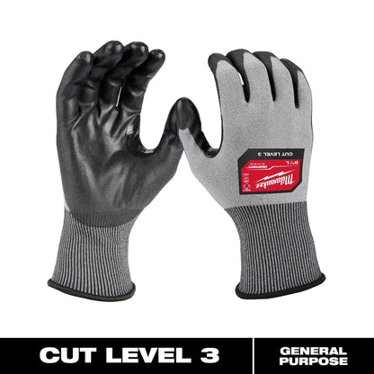 Milwaukee 12 Pair Cut Level 3 High Dexterity Polyurethane Dipped Gloves 48-73-8730B | ANSI Cut A3, 12-Piece