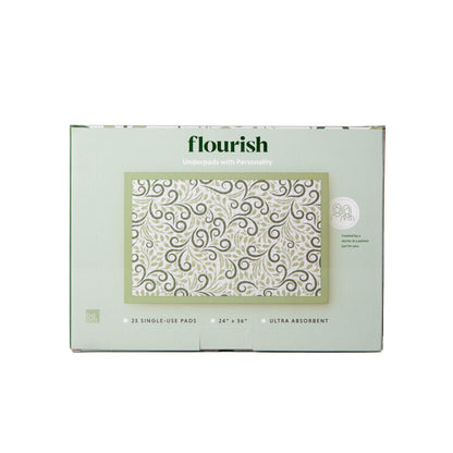 Boom Home Medical Flourish Ultra Absorbent Underpads, Sage Green
