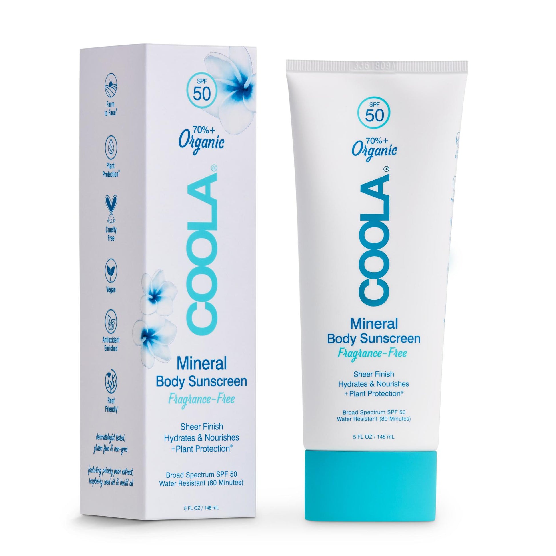 Coola® Mineral Body Sunscreen SPF 50 Fragrance Free, Tube