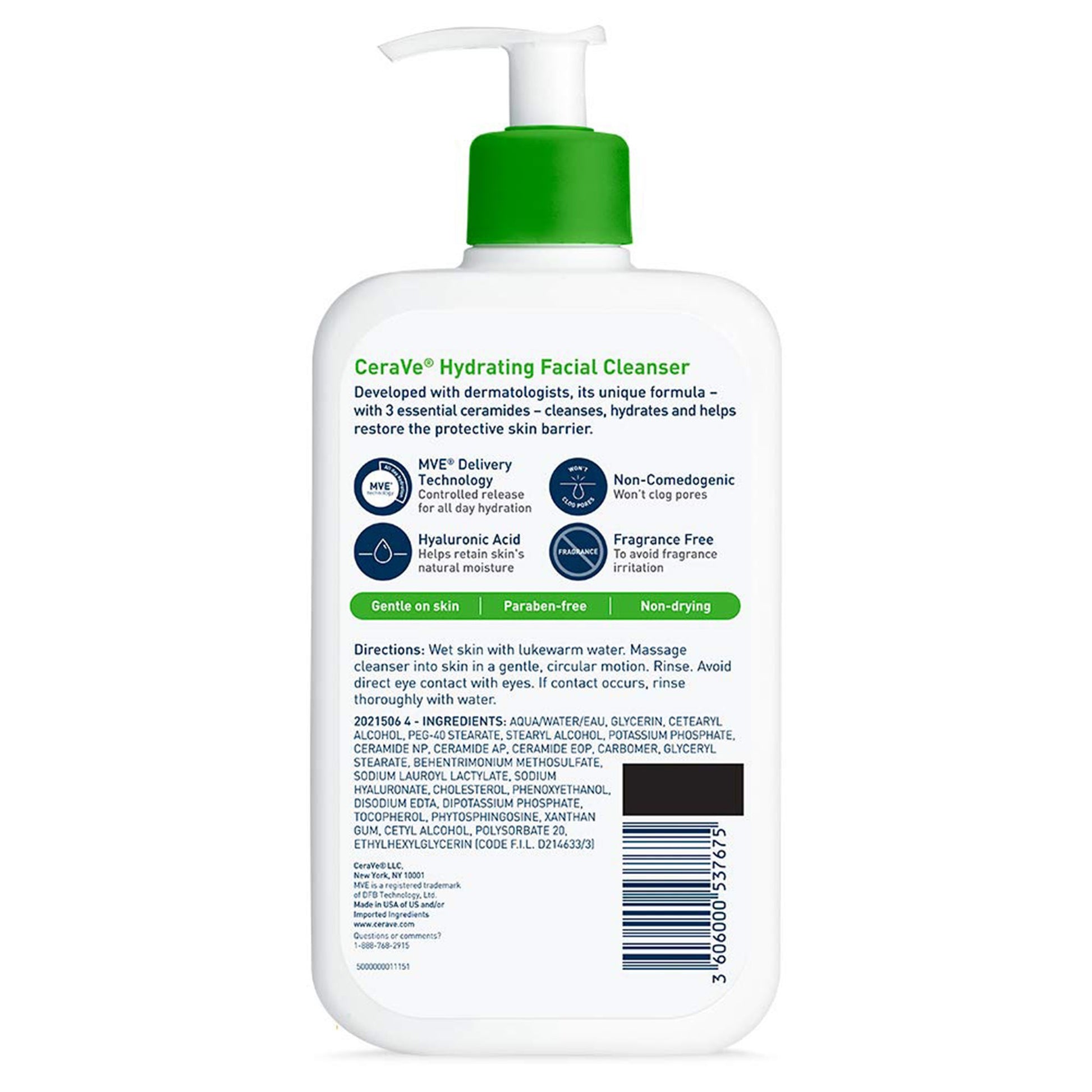 CeraVe® Foaming Facial Cleanser for Normal to Oily Skin, Pump Bottle