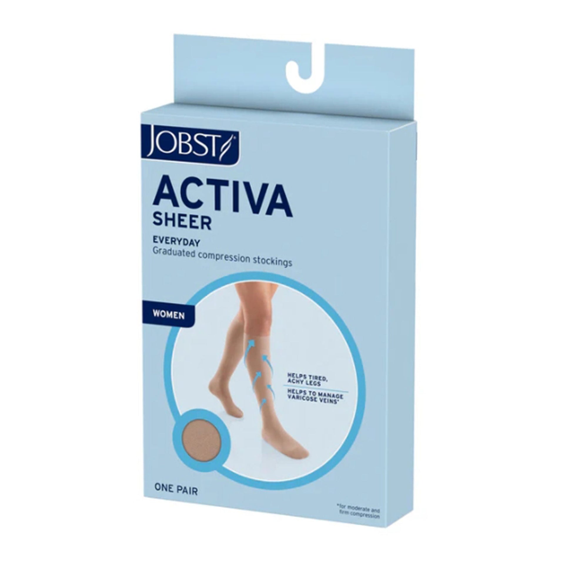 Jobst ACTIVA Compression Stocking Knee High Small Sun Bronze Closed Toe