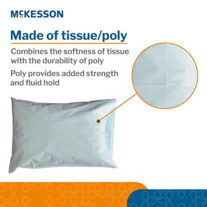 McKesson Pillowcase, Disposable, Standard, Blue, Tissue/Poly