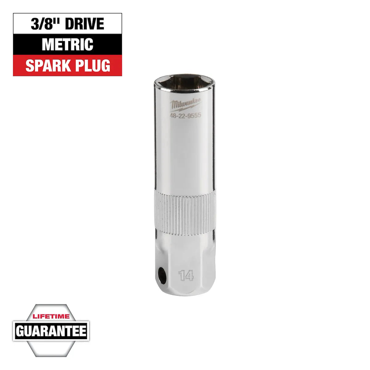 Milwaukee 3/8" Drive 14MM Spark Plug Socket 48-22-9555 | 3/8 in Drive