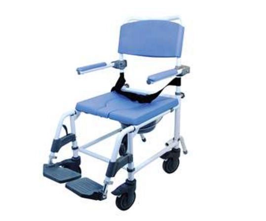 Healthline EZee Life Commode / Shower Chair Padded Flip-Back Arms Aluminum Frame Padded Backrest 18 Inch Seat Width 285 lbs. Weight Capacity