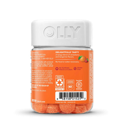 OLLY Laser Focus Dietary Supplement B6 / B12 / Ginseng / Alpha GPC 2 mg - 50 mcg - 100 mg - 20 mg Strength Gummy Berry Tang Flavor