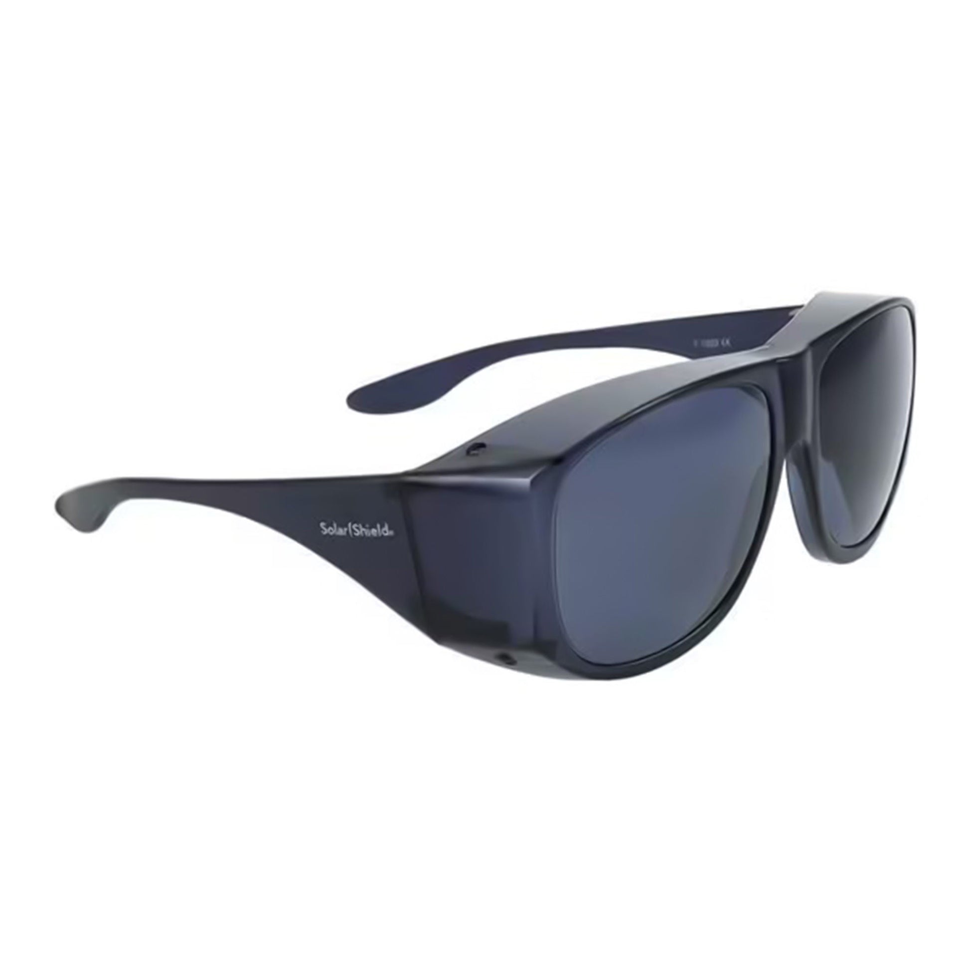 SolarShield Sunglasses Fit Over Uncoated Smoke Tint Polycarbonate Lens Black Frame Over Ear One Size Fits Most