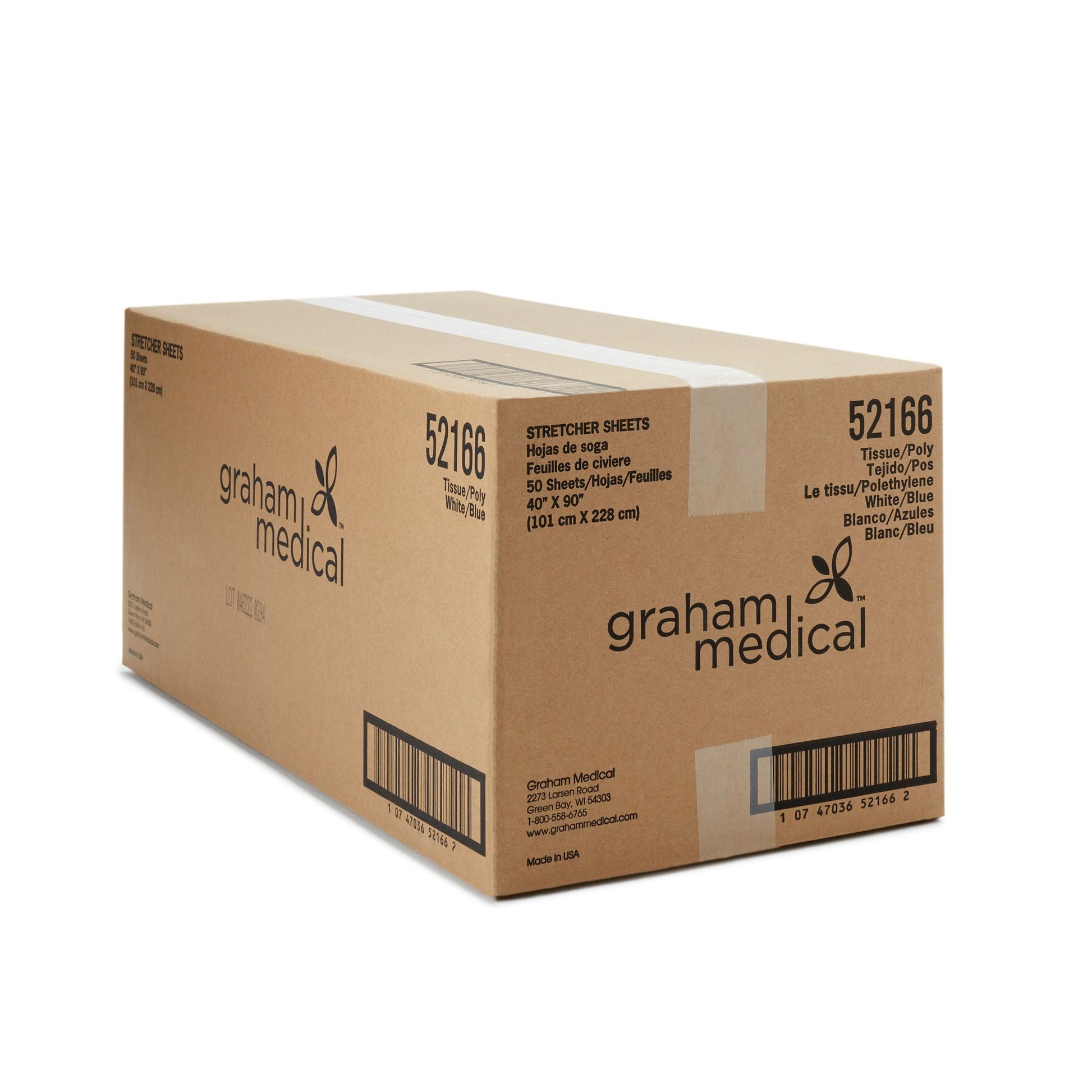 Graham Medical Blue / White Flat Stretcher Sheet