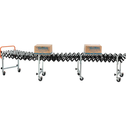 Global Industrial 988989 Portable Flexible Expandable Conveyor, 18" Wide, 3'3" to 12'10" — primary view