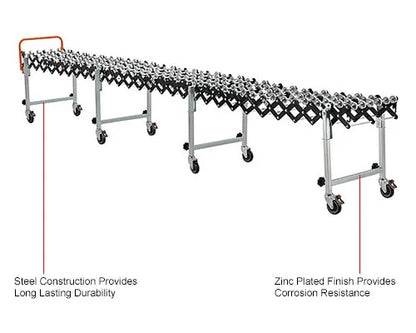 Global Industrial 988989 Expandable Conveyor — in-use loading dock context