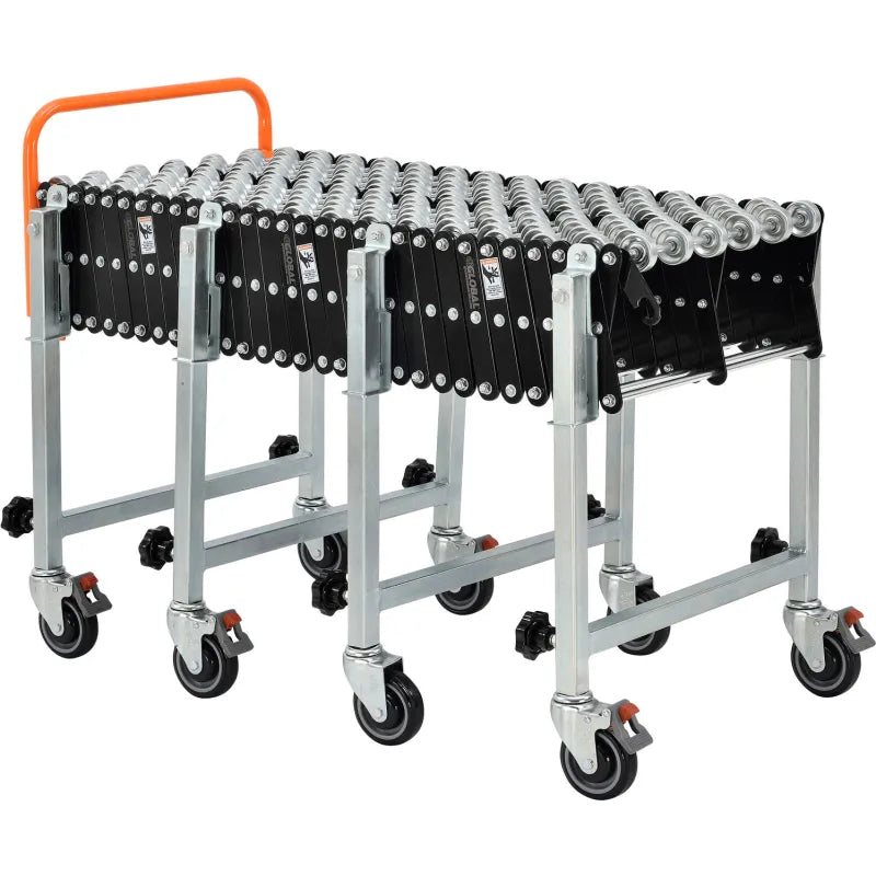 Global Industrial 988989 Expandable Conveyor — expanded configuration with telescopic legs