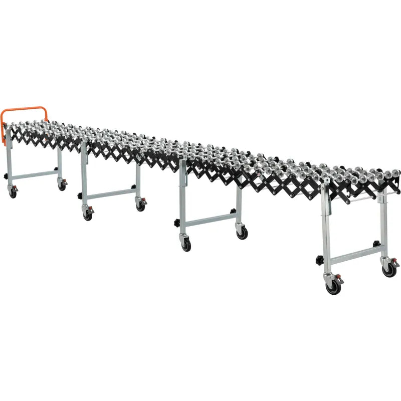 Global Industrial 988989 Expandable Conveyor — collapsed storage position 3'3"
