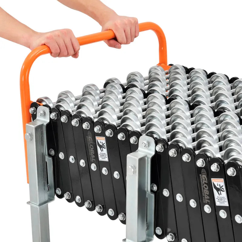 Global Industrial 988989 Expandable Conveyor — box stop and hook coupler accessories
