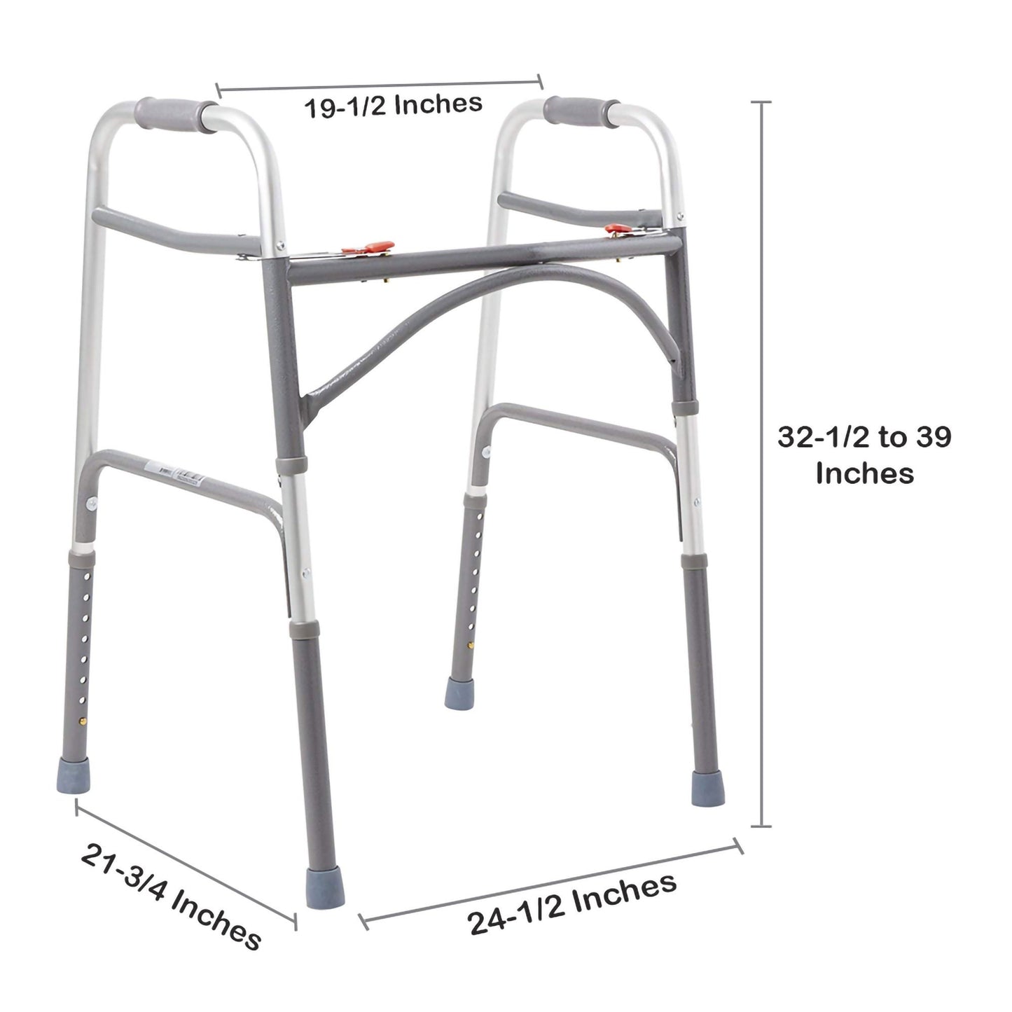 McKesson Steel Bariatric Folding Walker, 32.5 – 39 Inch Height
