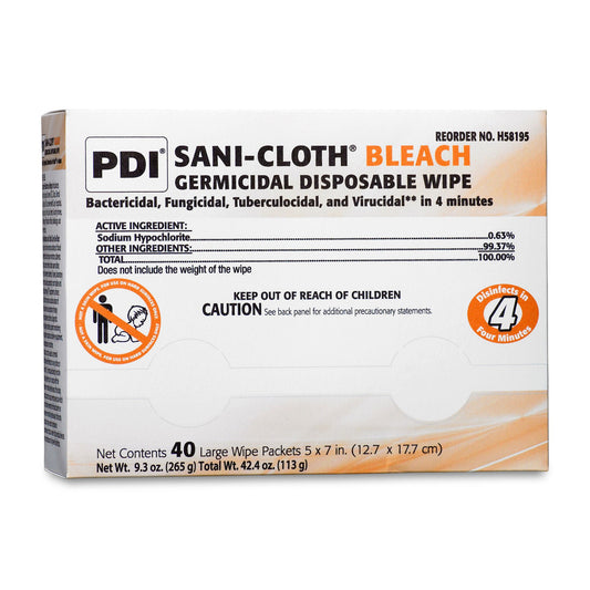 Sani-Cloth® Bleach Germicidal Disinfectant Wipes, 5 x 7 Inch
