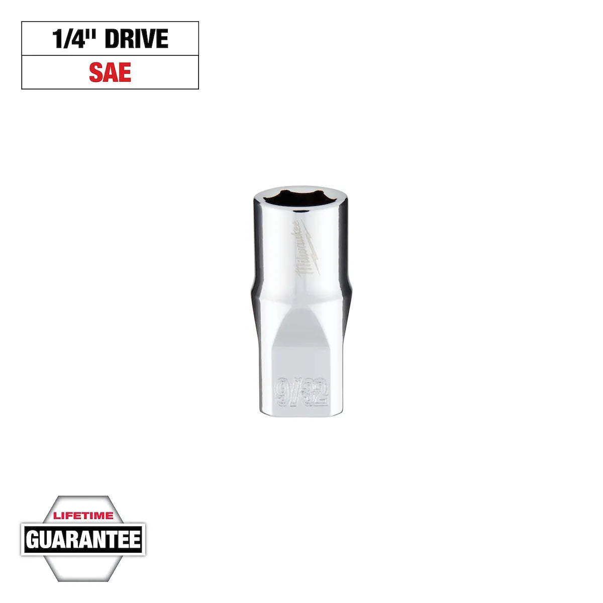 Milwaukee 1/4" Drive 9/32" SAE Socket with FOUR FLAT Sides 45-34-9004 | 1/4 in Drive