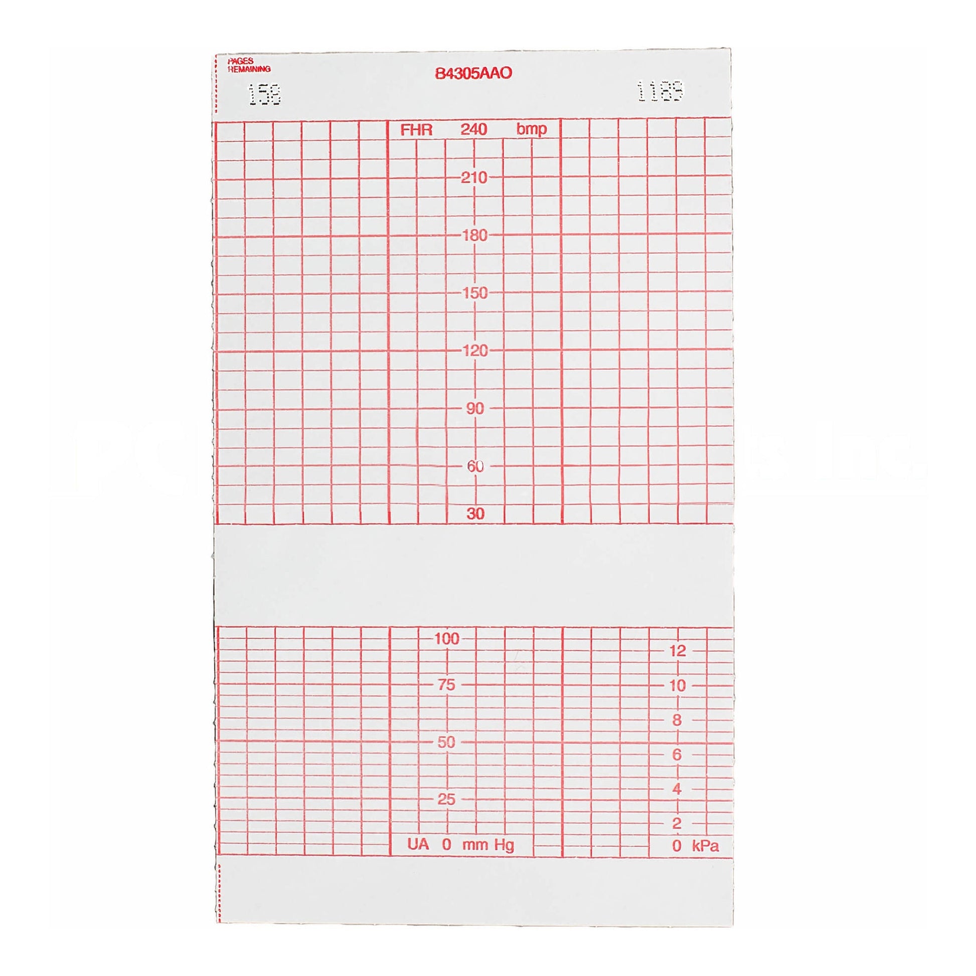 Life Trace Recording Chart Paper Z-Fold Red Grid