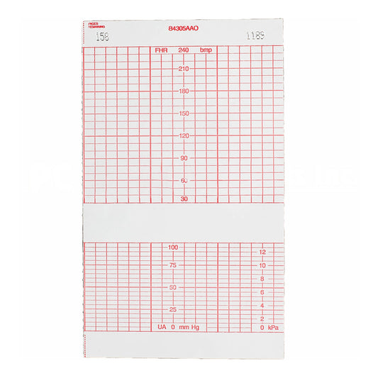 Life Trace Recording Chart Paper Z-Fold Red Grid